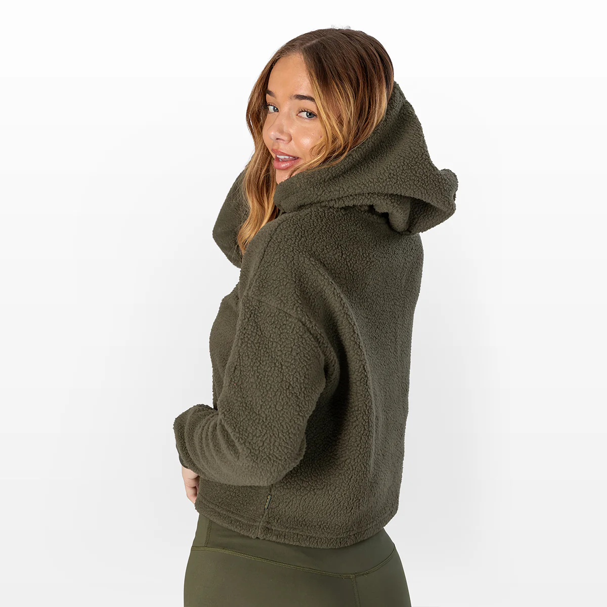 WOMEN'S SHERPA CROPPED PULLOVER HOODIE - Image 3