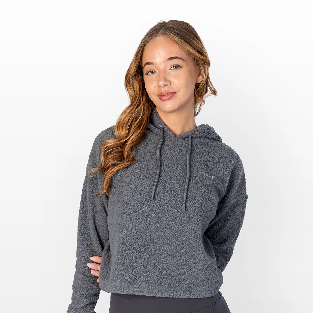 WOMEN'S SHERPA CROPPED PULLOVER HOODIE