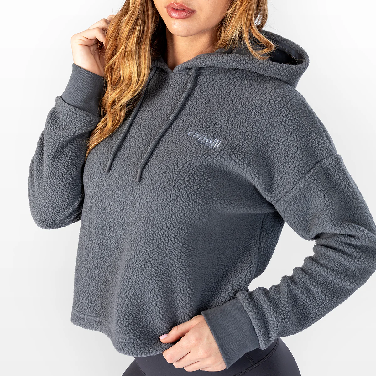 WOMEN'S SHERPA CROPPED PULLOVER HOODIE - Image 6