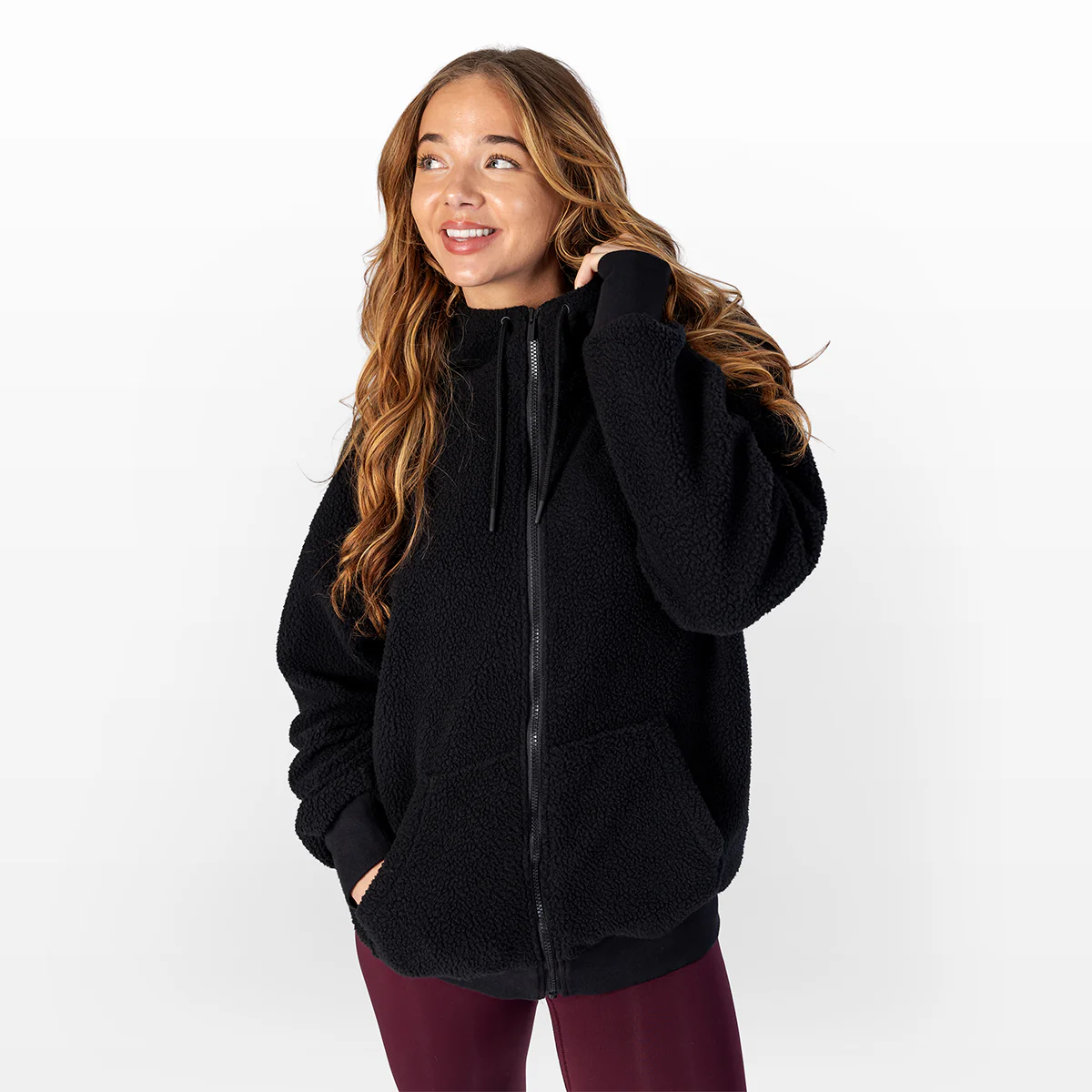 WOMEN'S SHERPA ZIP UP HOODIE - Image 2